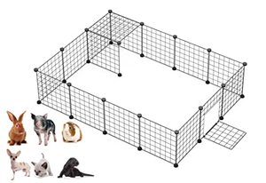 lot 43000141 image: LANGXUN DIY Small Animal Playpen, Pet Playpen, Rabbit Cage, Guinea Pig Cages, Puppy Playpen, Kitten Playpen  Indoor & Outdoor Portable Metal Wire Yard Fence (16pcs Metal Panels)