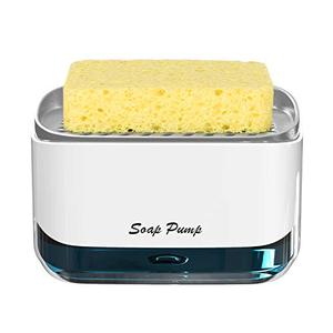 lot 43000148 image: Kitchen Dish Soap Dispenser with Sponge Holder, Newest 2-in-1 Countertop Soap Pump Dispenser, for Kitchen Sink Dishwashing Soap Dispenser - 12.5 Ounces