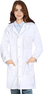 lot 43000155 image: NY Threads Professional Lab Coat for Women, Full Sleeve Cotton Blend Long Medical Coat (White, Small)