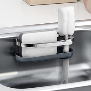 lot 43000161 image: Kitsure Sponge Holder - Multipurpose Sink Caddy Kitchen Sink Organizer, Dish Brush Holder w Adhesive Tape, for Sponges, Scrubber, Cleaning Rag, Stainless Steel Sink Caddy, Automatic Drainage