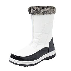 lot 43000163 image: Shenda Womens Leather Short Snow Boots Zipped Fur-lined Winter Snow Boots E7628 White 6.5US37EU