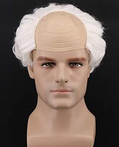 lot 43000166 image: Yuehong Short Gray Old Men Wig Fluffy Bald Head Wig Synthetic Halloween Costumes Cosplay Wigs (White)