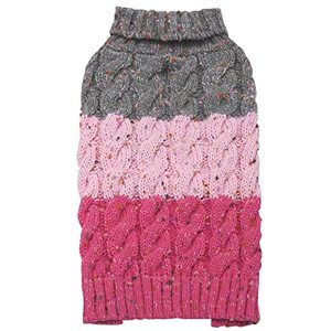 lot 43000167 image: KYEESE 2022 Dog Sweater Color Block with Fuzzy Thread Knitted Turtleneck Dog Knitwear with Leash Hole for Medium Dogs Fall Winter Dog Clothes, Pink,XXL