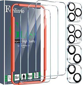lot 43000168 image: Ferilinso Designed for iPhone 14 Plus iPhone 14 Pro Max Screen Protector 3 pack HD Tempered Glass With 2 Pack Camera Lens Protector CaSe Friendly 9H HardneSs Bubble Free AcceSorieS