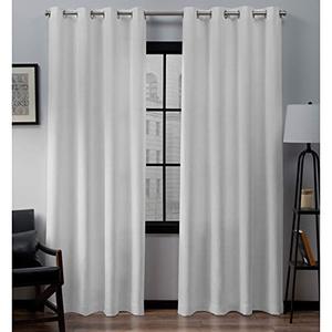 lot 43000173 image: Exclusive Home Loha Linen Grommet Top Curtain Panel Pair, 84x54, Winter White