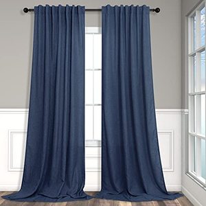 lot 43000180 image: Navy Blue Curtains 84 Inch Length for Bedroom 2 Panels Back Tab Pocket Drapes Light Filtering Semi Sheer Dark Blue Curtains for Living Room Boys Space Nautical Boho Farmhouse Decor 52x84 Long Indigo