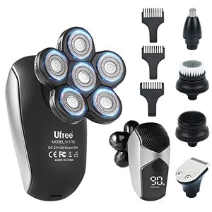 lot 43000191 image: Electric Head Shaver for Bald Men, 5 in 1 Bald Head Shaver Kits, 6D Rechargeable Head Electric Razor, Waterproof WetDry Rotary Shaver Grooming Kit, Anti-Pinch, LED Display