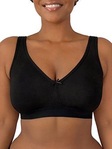 lot 43000195 image: Fruit of the Loom Womens Plus-Size Wireless Cotton Bra, Black Hue, 46DD