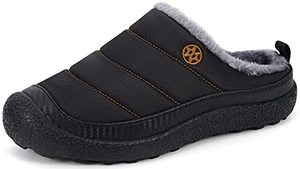 lot 43000214 image: Eagsouni Mens Womens Plush Lining Slippers Winter Warm Slip On House Shoes with Indoor Outdoor Anti-Skid Rubber Sole 13 US