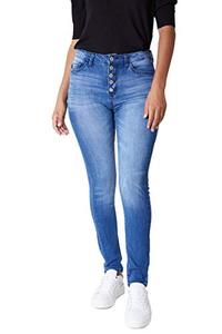 lot 43000218 image: Kan Can Womens High Rise Curvy Button Fly Super Skinny Jeans - KC7114 (Medium Wash, 30 (US 13))