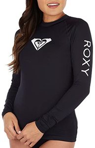 lot 43000220 image: Roxy womens Whole Hearted Long Sleeve Upf 50 Rashguard Rash Guard Shirt, Anthracite 22, X-Large US
