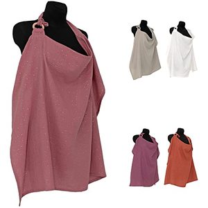 lot 43000228 image: Nursing Cover for Baby Breastfeeding & Pumping - Multi Use - Car Seat Stroller Cover, Breastfeeding Shawl, Apron by Verute - Breathable Soft Muslin Cotton (Thulian PinkRegular)