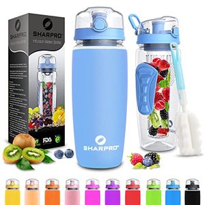 lot 43000231 image: Sharpro 32 oz. Infuser Water Bottles - Featuring a Full Length Infusion Rod, Flip Top Lid, Dual Hand Grips (Serenity)