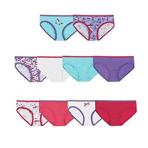 lot 43000233 image: Hanes Girls Hipster Underwear Pack, Cotton Hipster Panties, Cotton Panties, 10-Pack (ColorsPatterns May Vary)