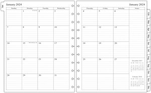 lot 43000250 image: 2023-2024 Monthly Planner Refill for 11-Disc Letter Size Discbound Notebooks, July 2023 to December 2024, Two Pages Per Month, 8-12 x 11
