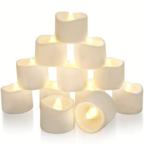 lot 43000263 image: Homemory Tea Lights with Timer, Battery Operated Tea Lights Candles with 6H Timer, Votive Candles Battery Operated, Flameless Candles with Timer, Warm White Light, Pack-12, No Remote