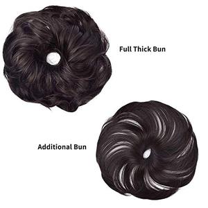 lot 43000270 image: REECHO Long Tousled Updo Hair Bun Extensions Messy Bun Hair Piece Hair Scrunchies Wraps Curly Wavy Ponytail Hairpieces Hair Accessories for Women Girls - Dark Brown