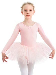 lot 43000273 image: Gorchnc Ballet Leotards for Girls Toddler Long Sleeve Dance Leotard with Tutu Skirt Pink Dance Outfit Glitter Ballet Dress size 5T