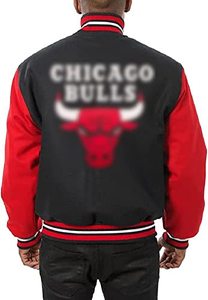 lot 43000289 image: Climax Leather Vintage Letterman Red & Black Wool Jacket with Faux Leather Sleeves-Varsity Chicago Bomber Red Jacket for Men (XL, Red & X-Large