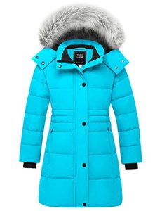 lot 43000290 image: ZSHOW Girls Thicken Winter Coat Soft Fleece Lined Padded Overcoat Fur Hooded Puffer Jacket(light Blue,14-16)
