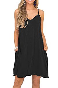 lot 43000304 image: MISFAY Womens Summer Casual Loose T Shirt Dresses Beach Cover up Plain Tank Dress with Pockets (XL, Black)