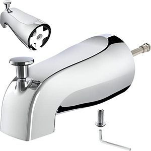 lot 43000319 image: Gold Hao The Bathroom Universal Slip-On Tub Spout with Diverter 5 Inches, Slip-On Bath Tub Spout with Diverter 58 Inch Slip Fit Connection, Easy to Install (Chrome)
