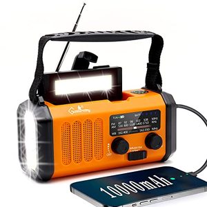 lot 43000325 image: Emergency Hand Crank Weather Radio with 10000mAh Battery Backup,Type-C Charging Portable Solar AM FM NOAA Radio with USB Charger,Flashlight,Reading Lamp,Compass,SOS for Outdoor Camping Hurricane Storm