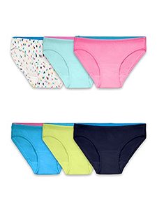 lot 43000326 image: Fruit of the Loom Girls Breathable Underwear (Pack of 6) Underwear, Bikini - 6 Pack - Assorted, 14