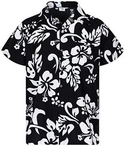 lot 43000328 image: KING KAMEHA Funky Hawaiian Shirt, Shortsleeve, Hibiscus, Black, XL