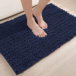 lot 43000331 image: DEXI Bath Mat Bathroom Rug,Large Non Slip Absorbent and Soft Floor Mats Washable Chenille Rugs for Bathtub Toilet Shower Room Entryway,24x43Navy Blue