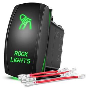 lot 43000332 image: Nilight Rock Lights Rocker Switch Led Light Bar Switch 5Pin Laser On Off SPST switches 20A12V 10A24V Switch Green with Jumper Wires Set for Cars Trucks RVs