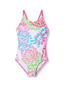 lot 43000335 image: Kanu Surf Girls Beach Sport 1-Piece Swimsuit, Daisy Neon Pink, 4T