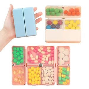 lot 43000339 image: 3 Pack Foldable Pill Organizer, Portable Daily Pill Case, 7 Compartments Magnetic Travel Pill Box Pill Dispenser for Purse Pocket to Holder Pills Vitamin Fish Oil Supplement