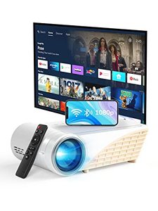lot 43000354 image: YEHUA Mini Projector with WiFi and Bluetooth,4k Portable Projector HD 1080P and 200 Screen Supported, LED Outdoor Movie Projector with Remote,Compatible with iOS,Android,HDMI,VGA,AV,2 USB Interface