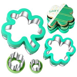 lot 43000369 image: Cookie Cutters - Shamrock Cookie Cutters - St. Patricks Day Cookie Cutters - 4 Pieces - Irish Cookie Cutters - Leaf Cookie Cutter - Holiday Cookie Cutters - Stainless Steel with Comfort Grip��