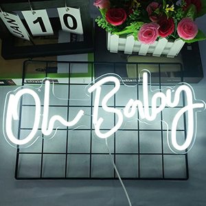 lot 43000376 image: Dimmable Oh Baby Neon Sign for Wall Decor White Reusable Oh Baby Led Sign Oh Baby Light Up Sign Oh Baby Neon Sign for Backdrop Baby Shower Decorations,Birthday Party,Wedding Decor Christmas Gift