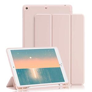lot 43000407 image: GHINL iPad 9th8th7th Generation Case (202120202019) iPad 10.2-Inch Case with Pencil Holder SleepWake Slim Soft TPU Back Smart Magnetic Stand Protective Cover Cases (Light Pink)