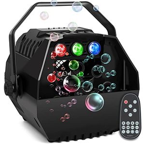 lot 43000442 image: Bubble Machine with 3 Led Lights Remote Control, 8000 Bubbles Per Minute for Kids Birthday Party Indoor Outdoor, Led Screen Operation, Adjustable Speed, Powered by Plug-in or Battery (Not Included)