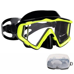 lot 43000454 image: AQUA A DIVE SPORTS Diving mask Anti-Fog Swimming Snorkel mask Suitable for Adults Scuba Dive Swim Snorkeling Goggles Masks (Yellow Black)
