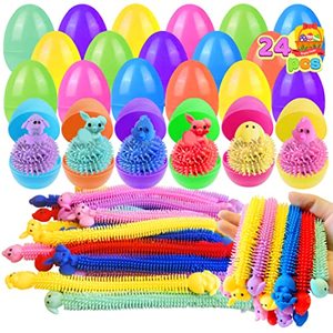 lot 43000476 image: 24 Pack Prefilled Easter Eggs with Bunny Stretchy Strings,Sensory Fidget Toys Great for Kids Easter Basket Stuffers and Party Favors