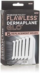 lot 43000481 image: Finishing Touch Flawless Dermaplane Glo Facial Exfoliator Replacement Heads Only, Dermaplane Tool Not Included, White, 6 Count (Packaging may vary)
