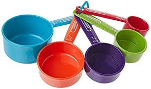 lot 43000486 image: Farberware Professional Plastic Measuring Cups with Coffee Spoon, Set of 5, Colors may vary (B07D19RWYP)