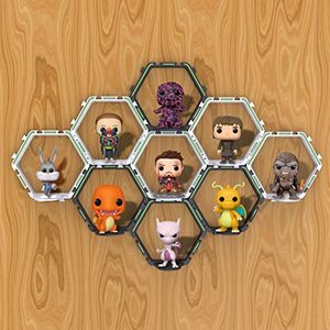 lot 43000500 image: YODAR 9 PCS Riser Display Shelf for Funko POP Figures, Floating Shelves Display Ledge for Organizer and Decoration, Collectibles Display Stands Showcase, Glowing at night