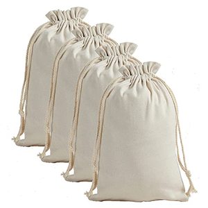 lot 43000508 image: 4 Pack Large Christmas Bags Drawstring Canvas,18.9x26.8 Blank Christmas Gifts Santa Sack Bags DIY Extra Large Reusable Burlap Xmas Gift Heavy Duty Laundry Bags with Drawstring