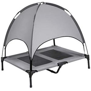 lot 43000510 image: SUPERJARE Large Outdoor Dog Bed, Elevated Pet Cot with Canopy, Portable for Camping or Beach, Durable Oxford Fabric, Extra Carrying Bag - Dark Gray