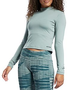 lot 43000516 image: Core 10 by Reebok Womens High Neck Long Sleeve Shirt, Harmony Green, X-Small