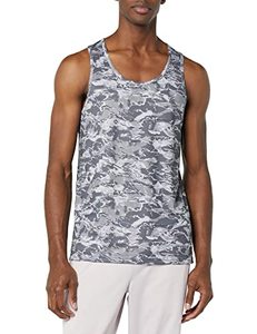 lot 43000520 image: Amazon Essentials Mens Tech Stretch Tank T-Shirt, Grey, Abstract, Small