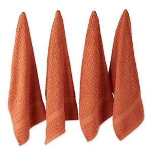 lot 43000523 image: DII Basic Terry Collection Waffle Dishtowel Set, 15x26, Solid Spice, 4 Piece