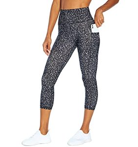 lot 43000529 image: Marika Womens Standard Elsa High Rise Pocket Capri Legging, Whispy Spray Black, Medium