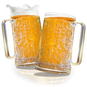 lot 43000546 image: Granatan Set of 2 Frozen Beer Mugs For Freezer, Double Walled Beer Mugs With Handles, 16oz Clear Frozen Beer Mugs